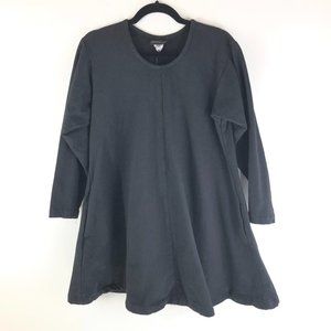 Michele Lamy Sweatshirt Tunic Dress A Line Pockets Flare Long Sleeve Black 2